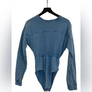 Nasty Gal Blue Long Sleeve Bodysuit size 4